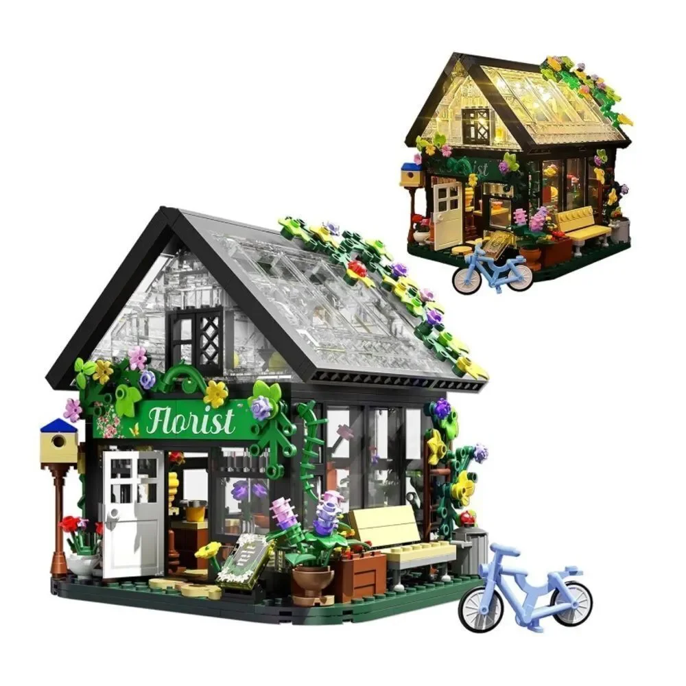 Flower House Florist Shop Building Block Set Light Up 625 Pieces ages 6+ NEW